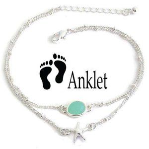 Sea glass and starfish charm anklet